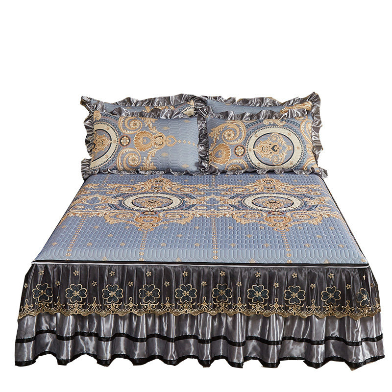 泰国乳胶凉席三件可水洗可折叠冰丝席床裙款欧式夏季防滑软席子,床上用品,乳胶席,淘宝优惠券,粉丝福利购,淘宝优惠卷