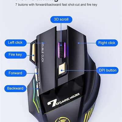 Rechargeable Wireless Mouse Bluetooth Gamer Gaming Mouse Com