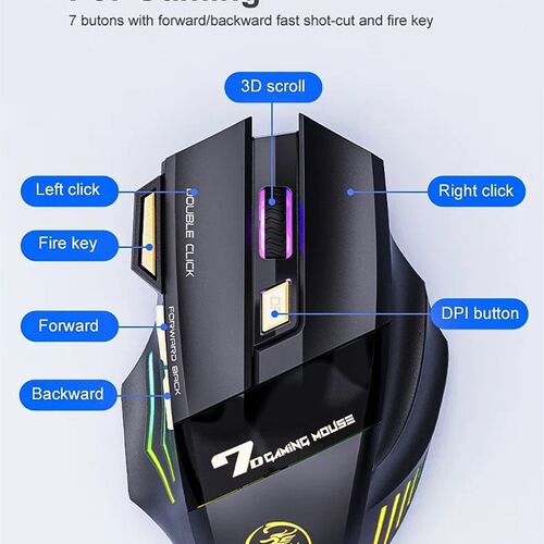 Rechargeable Wireless Mouse Bluetooth Gamer Gaming Mouse Com