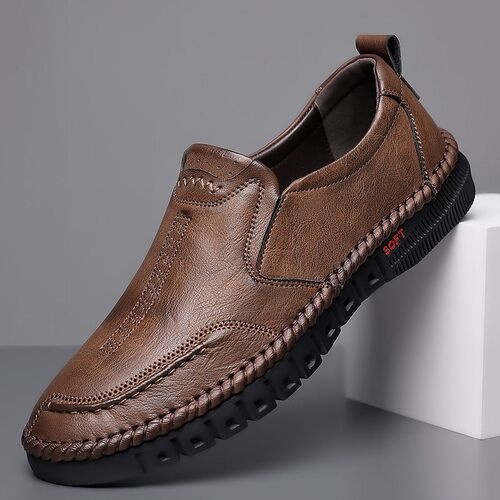 Mens Business Leather Shoes Moccasin Shoes Breathable Mens