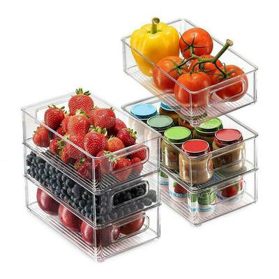 1/2Pcs Refrigerator Organizer Bin Stackable Fridge Food Stor