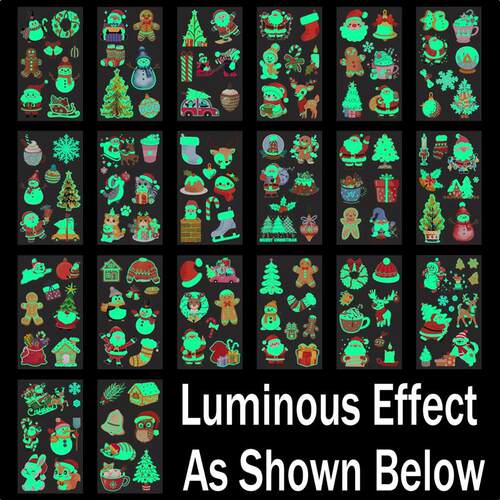 140+ PCS Glow in the Dark Christmas Tattoos, Christmas Tempo