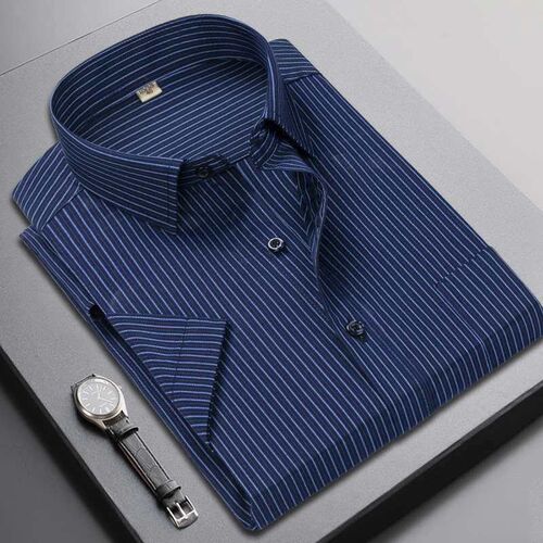 Striped Shirt Mens Summer New Business Dress Casual Short-s