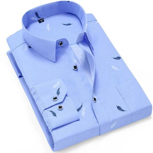 NEW Men Fashion Casual Long Sleeved Printed Shirt Slim Fit M