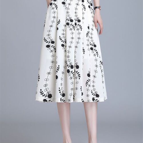 Floral skirt women summer thin color pleated skirt new thin