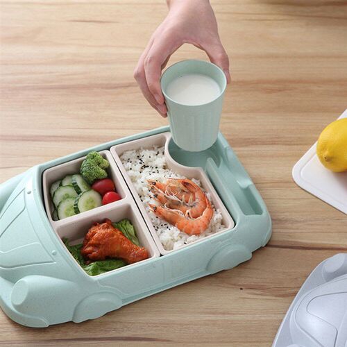 Car Shaped Dinnerware Plate Set for Toddle Kids and Toddlers