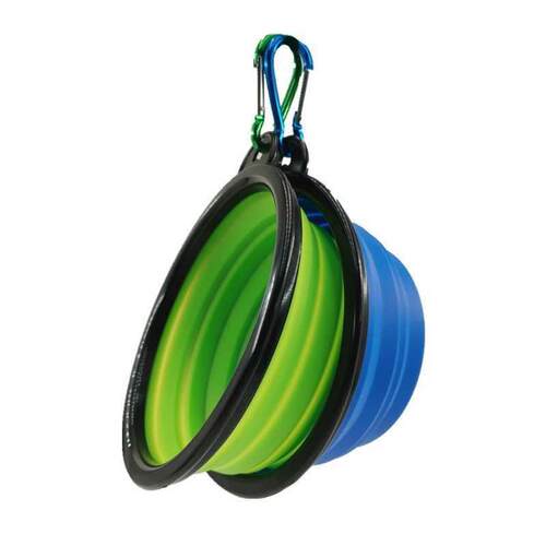 Collapsible Pet Cat Dog Bowl with Lid Silicone Food Water Tr