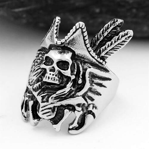 Retro cast titanium steel skull ghost wheat ear ring titaniu