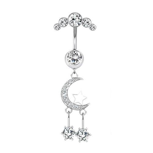 1PC New Moon Star CZ Belly Button Rings Heart Belly Piercing