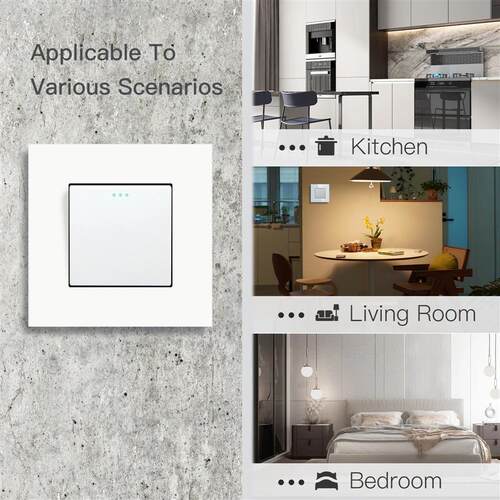 1/2/3Gang 1Way Button Light Switch With Wall EU Socket Power