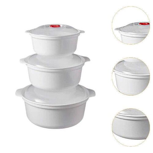 3x Microwave Bowls with Lids Heating Food Storage