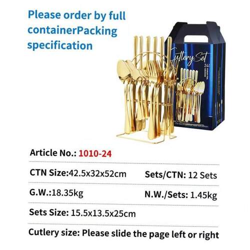 Western stainless steel tableware 24pcs knife fork and spoon