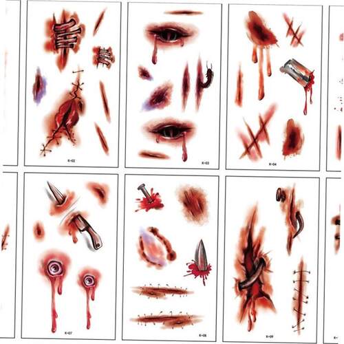 10pcs / Lot Halloween Tattoo Sticker Temporary Terror Fake F