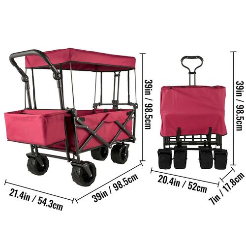 KFFKFF Collapsible Wagon Cart, Utility Garden Trolley with R