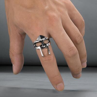 Goth Hip Hop MF DOOM Mask Rings For Men Gladiator Punk Style