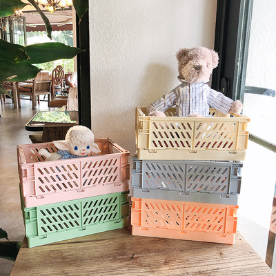 Ins Desktop Plastic Storage Baskets Organizer Box Folding St