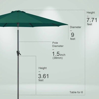 Patio Market Outdoor Table Umbrella with Push Button Tilt an