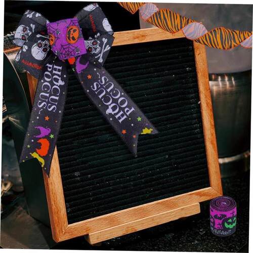 Halloween Ribbon Checkered pumpkin ribbon Color Bar万圣丝带