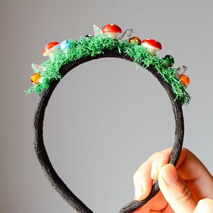 Fantasy Forest Mossy Mushroom Crown Fairy Headband Woodland