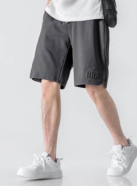 Hongxinjie Summer Mens Five-point Pants Solid Color Thin Ca