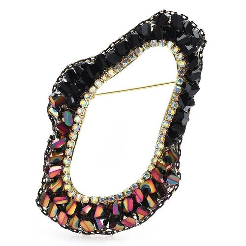Handmade Circle Geometric Crystal Brooches For Women Unisex