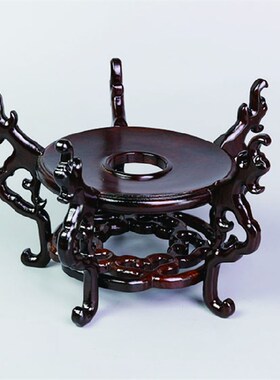 鱼缸架实木底座摆件球形木头瓷瓶酒缸木质圆形盆景红木质文玩木托