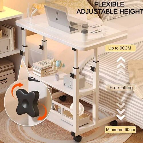 Mobile Portable Desk Adjustable Height Study Table with Stor
