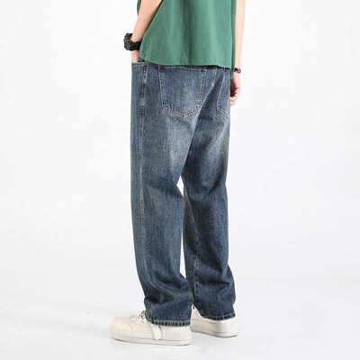 New Retro Pants Mens Straight Loose Wide Leg Jeans Mens te