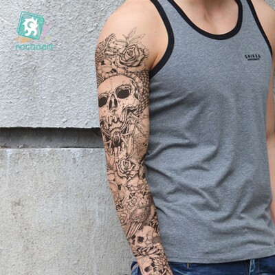 Rocooart Black Temporary Tattoo Stickers For Men Full Body