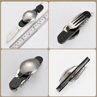 Tablespoon Set 4 In 1 Foldable Spoon Knife Fork Bottle Opene