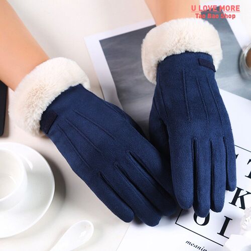 Women Winter Gloves Warm Screen Womens Fur Gloves Full Fing