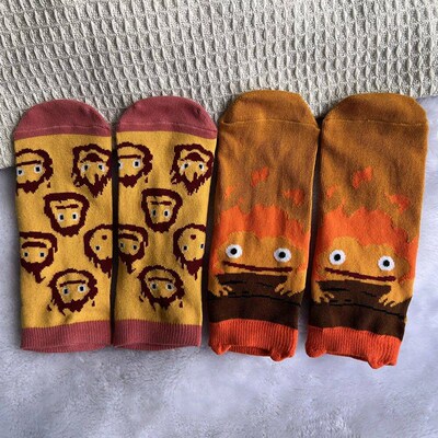 Cute Calcfer Socks Women Funny Novelty Casual Crew Socks nme