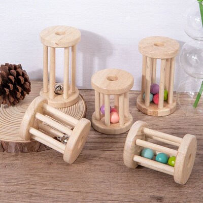 Baby Music Toy Wood Rolling Cage Bell Coloful Rattles & Mobi