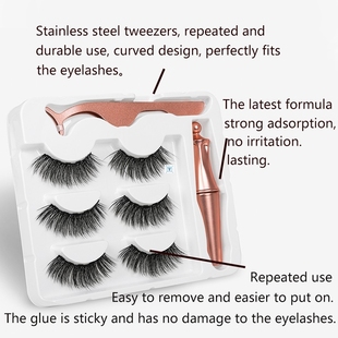 3D Mink Fake Eyelash Magnet Eyeliner Magnetic Eyelashes Mink