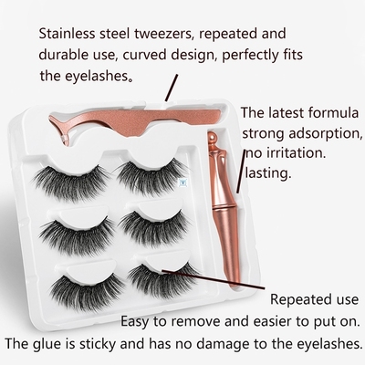 3D Mink Fake Eyelash Magnet Eyeliner Magnetic Eyelashes Mink