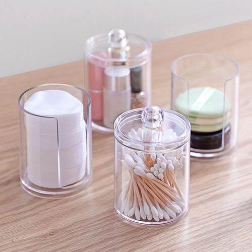 Transparent Cotton Swab Storage Box Makeup Organizer Acrylic