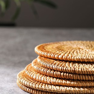 编织餐垫碗盘垫Woven round placemat insulated plate bowl mat