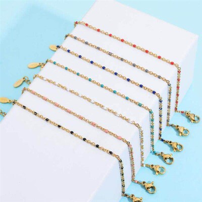 .2023 Boho Stainless Steel Brlets for Women Cute Enamel