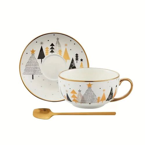 1pc, lovely Christmas suit, coffee cups and saucers, porcela