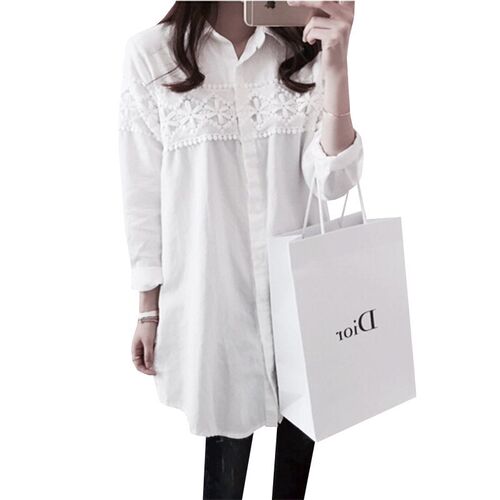 2017 New Autumn White Lace Blouse Plus Size 4XL Women Tops C