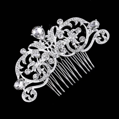 European Designs Floral Wedding Hair Accessories Simulated P