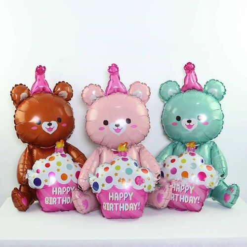 ins 4D Bear Foil Balloon Baby Birthday Photo Props Cartoon A