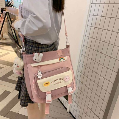 Girls Color Contrast Schoolbag Womens Ins Senior high scho