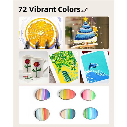 72 Colors Acrylic Paint Markers Set High Flow Liquid