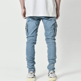 Fashion Mens Jeans Skinny Wash Pocket Denim Pants Boyfriend