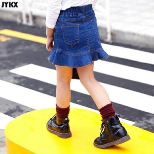 Girls 2023 Spring and Summer Skirt New Girls Denim Skirt Fis