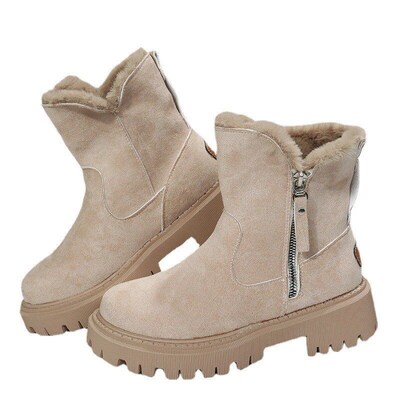 Winter Warm Furry Martin Boots for Women Side Zippered Plus