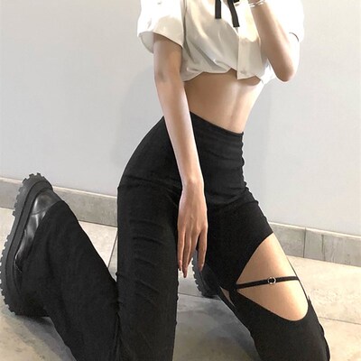 Sylcue Summer High Set Style Small High-Waisted Flared Trous