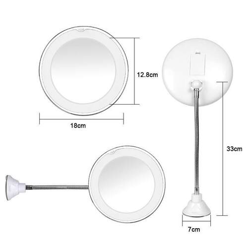 10X LED Mirror Makeup Mirror Flexible Mirror Illuminated Mag