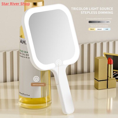 LED Smart Makeup Mirror Hand-held Carry 3 Colors Adjust Brig
